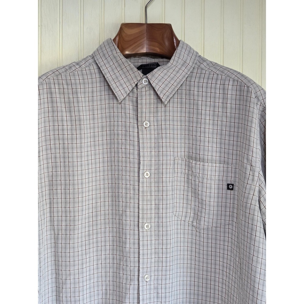 Marmot Shirt Mens XL Gray Brown Plaid‎ Short Sleeve Button Front Casual Outdoor